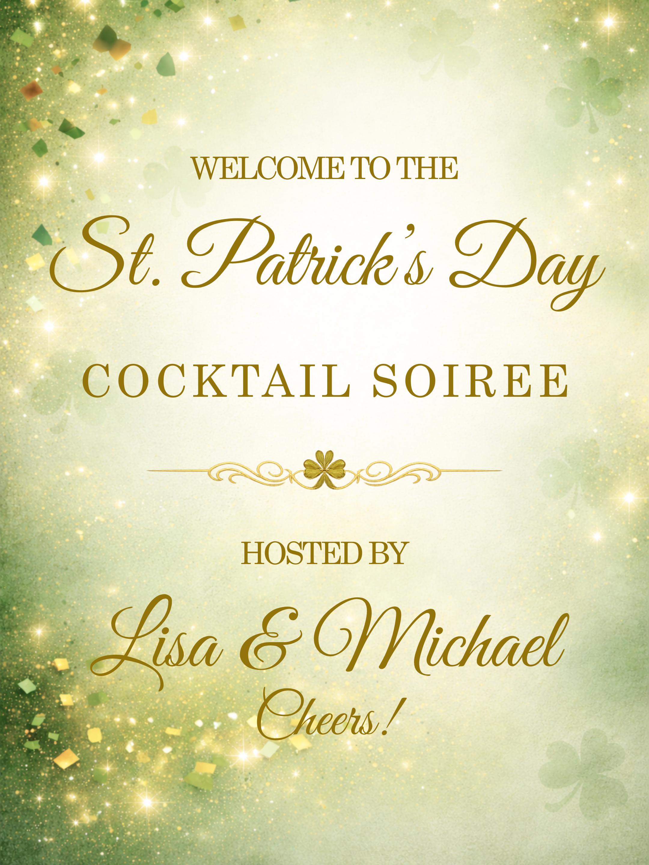 St Patrick's Day Welcome Sign | Green & Gold Cocktail Party Decor (Digital Download)
